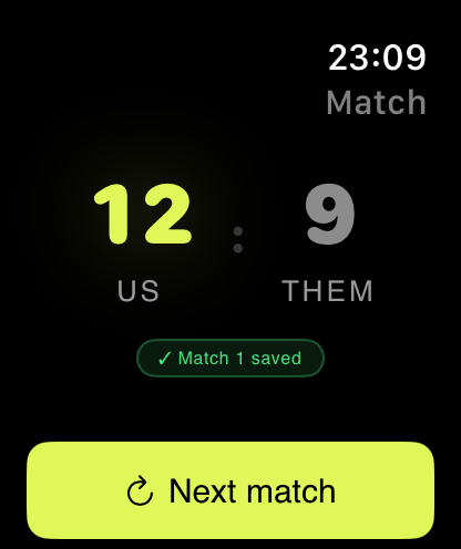 Apple Watch — koniec meczu, wynik zapisany